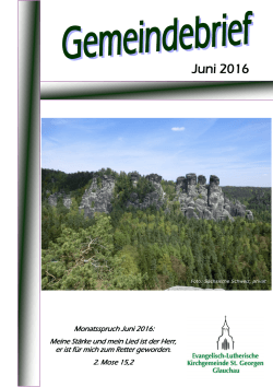 Gemeindebrief Juni 2016 - Kirchgemeinde St. Georgen Glauchau