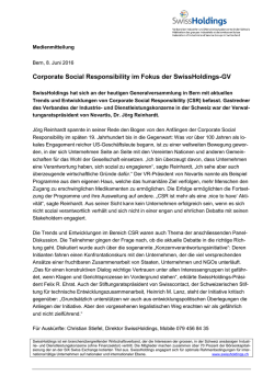 Corporate Social Responsibility im Fokus der SwissHoldings-GV
