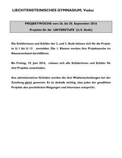 Ausschreibung Projekte - Liechtensteinisches Gymnasium, Vaduz