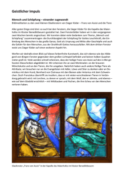 &bdquo;Mensch und Sch&ouml;pfung&ldquo; von Sieger K&ouml;der (Teil 3: Franz von Assisi)