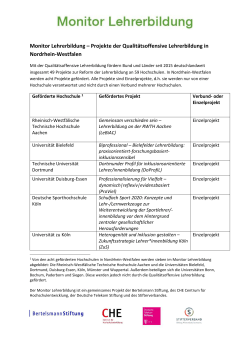 Projekte der Qualitätsoffensive Lehrerbildung in Nordrhein