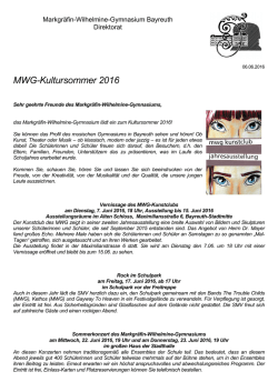 MWG-Kultursommer 2016 - Markgräfin-Wilhelmine