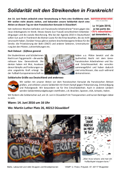 „Solidarität mit den Streikenden in Frankreich!“ vom 09. Juni 2016