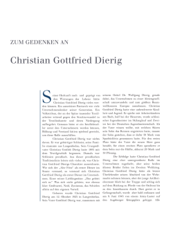 In Gedenken an Christian Gottfried Dierig