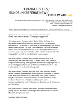 Gott hat sich seinen Champion geholt