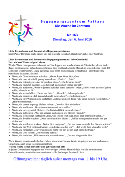 Die Woche im Zentrum Nr.163 - Evangelische Gemeinde in Thailand