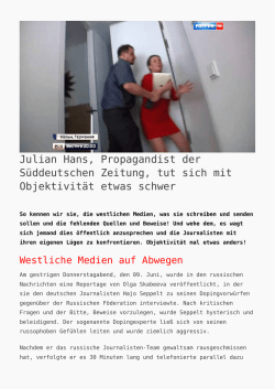 Julian Hans, Propagandist der S&uuml;ddeutschen Zeitung - K