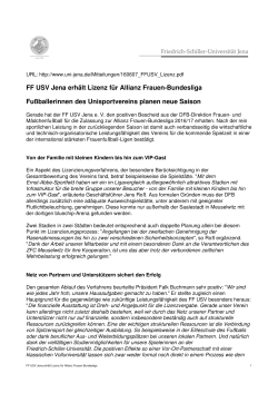 FF USV Jena erh&auml;lt Lizenz f&uuml;r Allianz Frauen