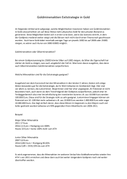 Goldminenaktien Exitstrategie in Gold