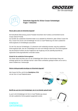 Sicherheits-Upgrade f&uuml;r 2016er Croozer Schiebeb&uuml;gel Fragen +