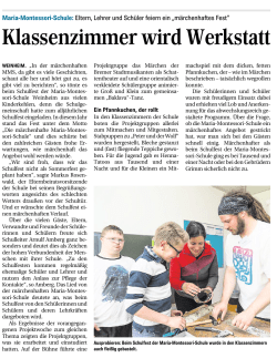 Klassenzimmer wird Werkstatt - Maria Montessori Schule Weinheim