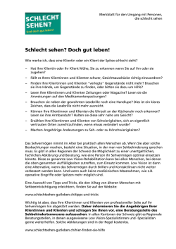 Schlecht sehen? Doch gut leben! - Schlecht sehen? Und doch gut