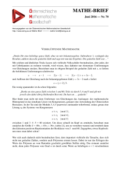 Aktuelle Ausgabe - Österreichische Mathematische Gesellschaft