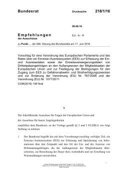 Bundesrat 218/1/16 Empfehlungen