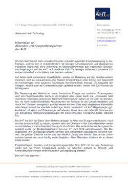 Information an Aktion&auml;re und Kooperationspartner der