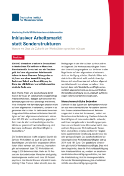 Inklusiver Arbeitsmarkt statt Sonderstrukturen