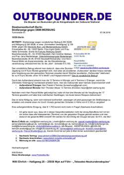 Staatsanwaltschaft Berlin Strafanzeige gegen DBM