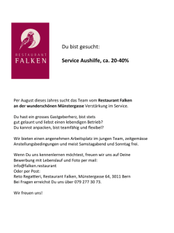 Du bist gesucht: Service Aushilfe, ca. 20-40%