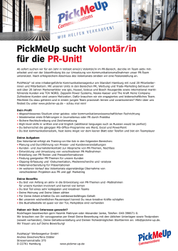 PickMeUp sucht Volontär/in für die PR