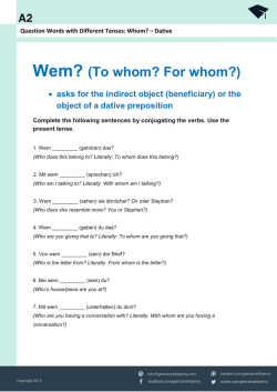 WORKSHEET - German with Jenny
