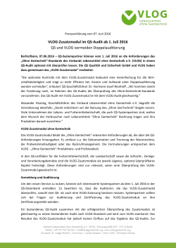 VLOG-Zusatzmodul im QS-Audit ab 1. Juli 2016