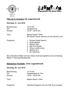 F&ecirc;te de la musique mit Jugendmusik St&auml;ndchen Porth&ouml;fe ohne