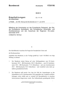 Bundesrat 173/1/16 Empfehlungen