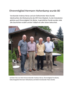 Ehrenmitglied Hermann Hohenkamp wurde 80