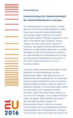 Intensivierung der Zusammenarbeit der Sicherheitsdienste in Europa
