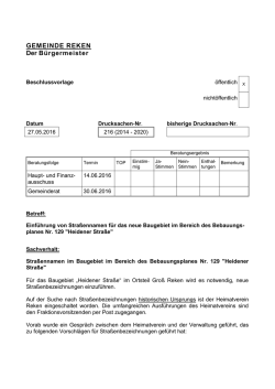 Einf&uuml;hrung von Stra&szlig;ennamen f&uuml;r das neue Baugebiet