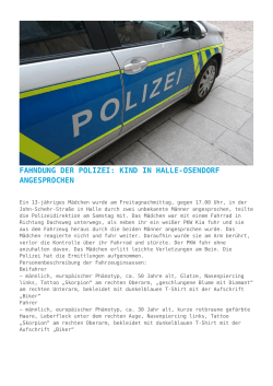 Fahndung der Polizei: Kind in Halle-Osendorf