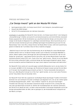 „Car Design Award“ geht an den Mazda RX-Vision