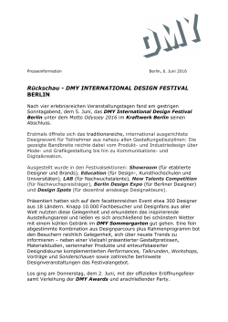 Rückschau - DMY INTERNATIONAL DESIGN FESTIVAL BERLIN