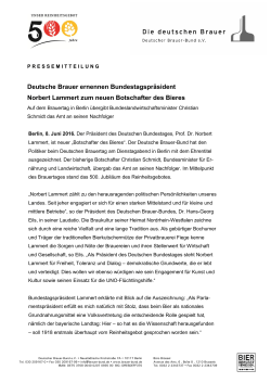 Deutsche Brauer ernennen Bundestagspräsident Norbert Lammert