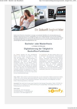 Somfy GmbH -- Bachelor