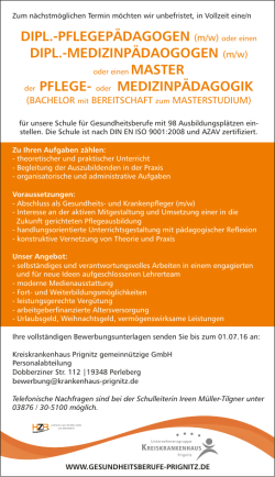 DIPL.-PFLEGEP&Auml;DAGOGEN (m/w) oder einen DIPL