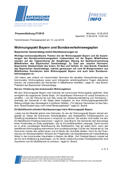 Wohnungspakt Bayern und Bundesverkehrswegeplan