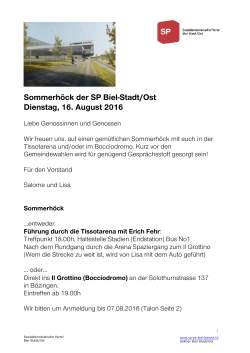 Sommerhöck der SP Biel-Stadt/Ost Dienstag, 16. August 2016