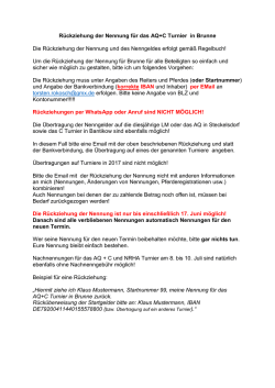Rückziehung der Nennung für das AQ+C Turnier in Brunne Die