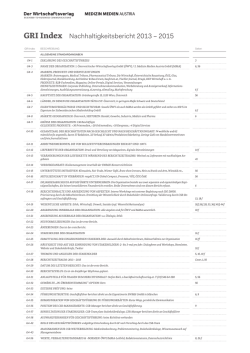 GRI Index Nachhaltigkeitsbericht 2013 &ndash; 2015