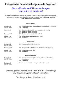 Die Termine f&uuml;r die aktuelle Woche finden Sie hier