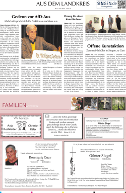 Singener Wochenblatt vom 1. Juni 2016