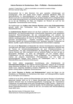 Interne Revision im Krankenhaus. Ziele &ndash; Pr&uuml;ffelder