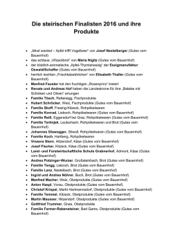 Die steirischen Finalisten 2016 und ihre Produkte