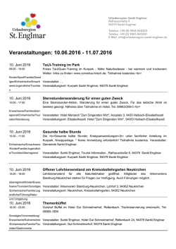 Veranstaltungen: 10.06.2016 - 11.07.2016