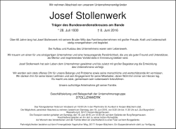 NStollenwerk Josef Traueranzeige Kölner Stadtanzeiger