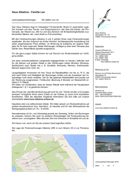 Hausprospekt 2016 - Ferienwohnung Timmendorfer Strand mit
