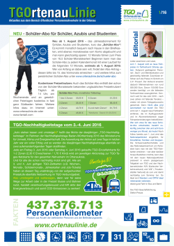 TGOrtenauLinie Ausgabe 1/2016 - TGO Tarifverbund Ortenau GmbH