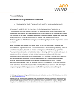 Pressemitteilung Windkraftplanung in Schmitten beendet