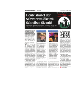 Heute startet der Schwarzwaldkrimi: Schreiben Sie mit!